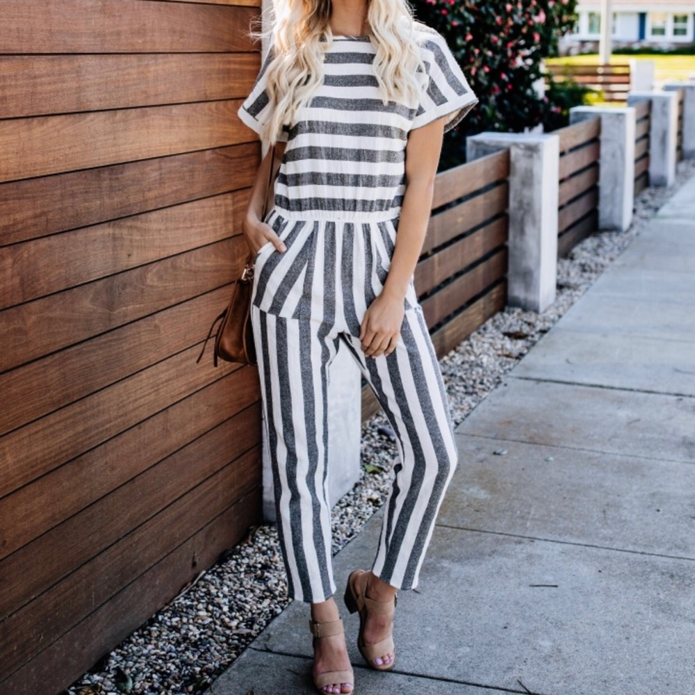 VICI collection striped jumpsuit